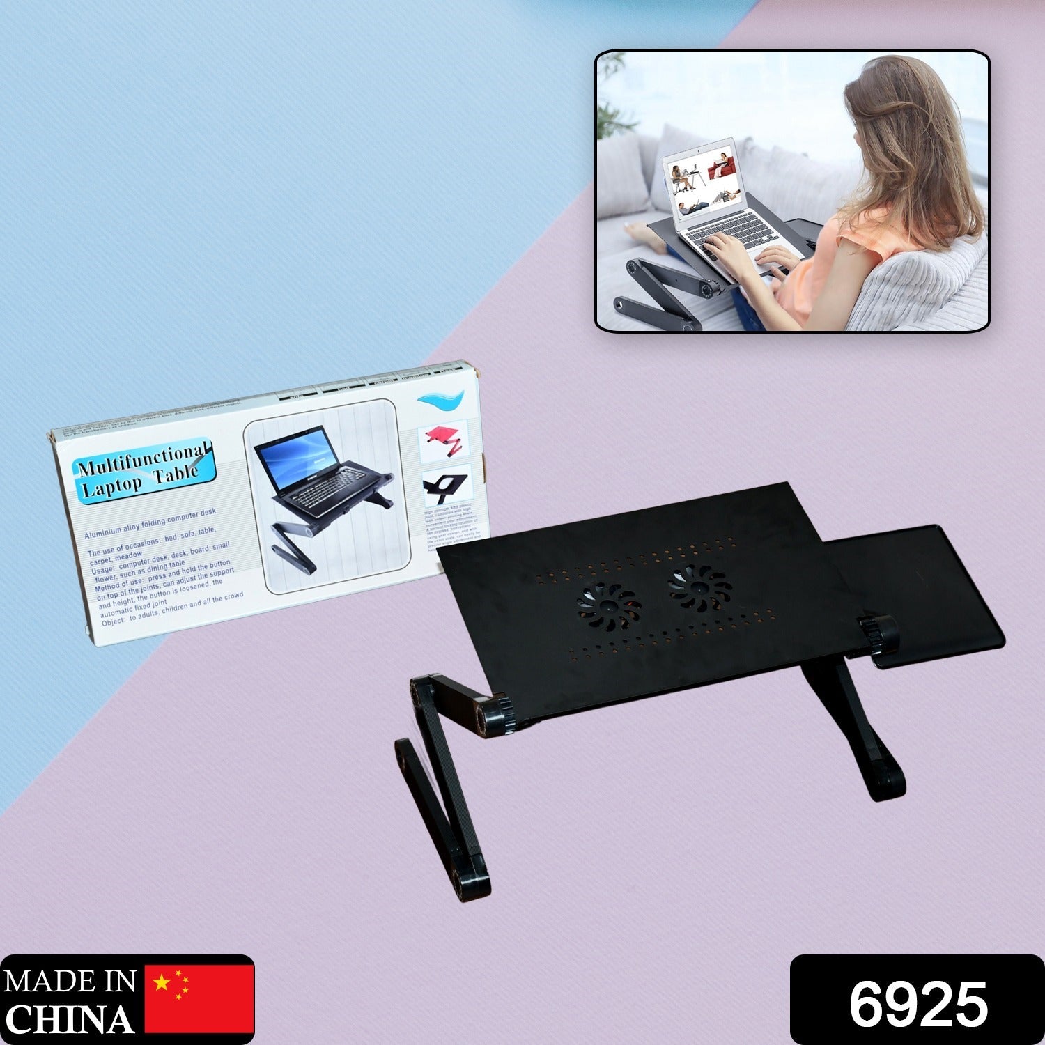 6925 Modern Style Portable Adjustable Foldable Laptop Holder Notebook Desks Lap PC Folding Desk Table Vented Stand 2 Built in Cooling Fans 6925 Modern Style Portable Adjustable Foldable Laptop Holder Notebook Desks Lap PC Folding Desk Table Vented Stand 2 Built in Cooling Fans